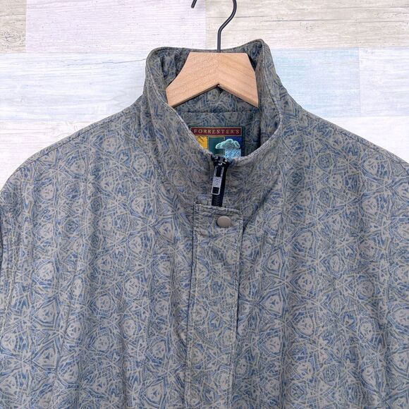 Forresters Gore-Tex Vintage Rain Jacket Green Retro Print Zip USA Womens Large - Picture 2 of 10